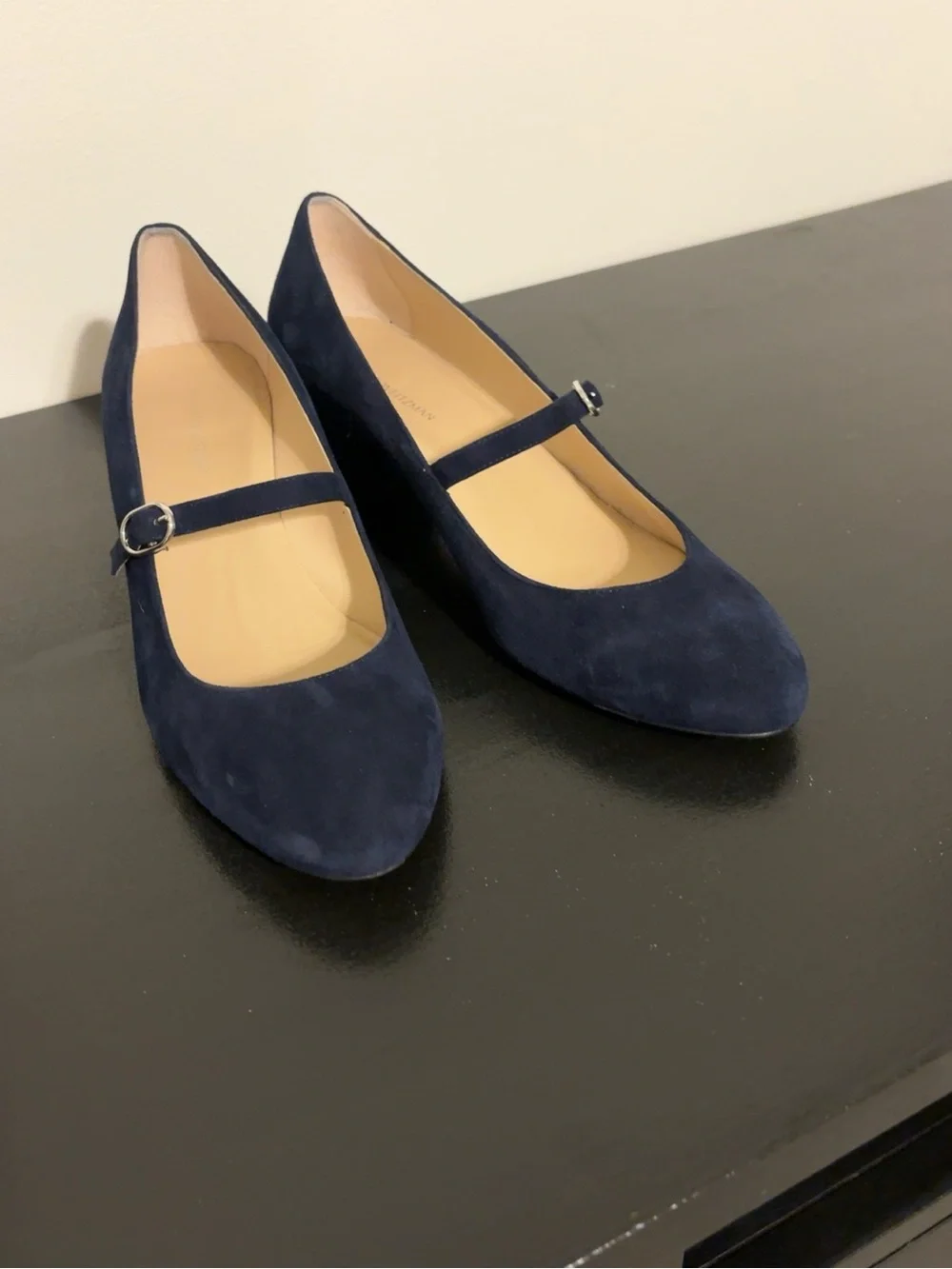 Stuart Weitzman Gabby 45 Mary Jane Pumps Navy Blue Suede Women’s 8.5
